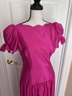 Alfred Angelo Vintage 80s 90s Dress Pink Bow Drop Waist Prom Dress