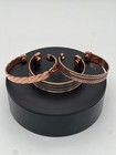 Set Of 3 Handmade Copper Cuff Bracelets     Unisex Adjustable Healing Jewelry