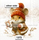  1372  Two Paper Luncheon Decoupage Art Craft Napkins - Christmas Mouse Gift