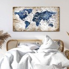 World Map Canvas Wall Art Abstract Navy World Maps For Wall Vintage Modern Wa   