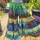 3 Pcs Of Indian Vintage Sari Printed Boho Gypsy Wide-leg Palazzo Pants Trousers