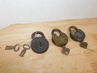 3 Vintage Brass Locks With Keys  2 Slaymaker    1 Six Lever  Working  3 49