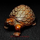 2 7 Inch Boxwood Hand Carved Coin Turtle Figure Statue Netsuke Old Collectable