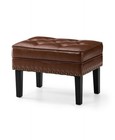 Glitzhome Faux Leather Foot Stool  Mid Century Modern Foot Stools Ottoman  Vi   