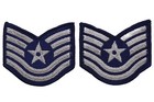 2 Us Air Force Tech Sergeant Rank Patch Vtg E-6 E6 Blue Chevron Pair Usaf Sew On