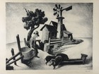 Thomas Hart Benton Signed Lithograph In The Ozarks Homestead Farm Art Framed