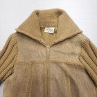 Vtg 70s Cowhide Leather Jacket Juniors L   Womens Xs Boho Patchwork Western Knit