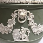 1975 Wedgwood Cream On Green Jasperware Planter Pot Vintage Pottery Art 4 5 X 5 