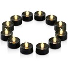 Black Candles  24 Pack Tea Lights Candles Battery Operated  Led Tealig