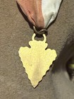 Boy Scouts Arrowhead Medal Pin Red White Ribbon Gold-tone Grape Cluster Pendant