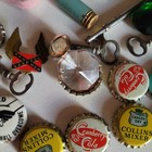 Vintage Junk Drawer Lot Pins Keys Bottle Caps Buttons Ephemera Collectibles
