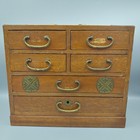 Vintage Antique Japanese Tansu Jewelry Chest Box 6 Drawers No Key Original Liner