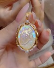 925 Sterling Silver Cameo Shell Vintage Jewelry Pendant Estate Jewelry Yellow