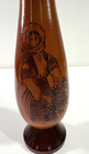 Vintage Romanian Turned Wood Decorative Vase Hand Crafted Folk Art Woman Flowers