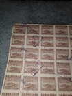 Vintage 1949 Prc Taiwan 10 Cent Revenue Duty Stamp 100 Block Full Sheet Uncut Nh