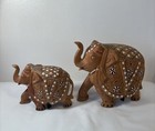 Wooden Elephants Figurines X 2