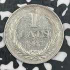 1924 Latvia 1 Lats Lot f8438 Silver 