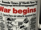 Gulf War 1991  Coffee Mug Roanoke Times Article  war Begins  Vtg