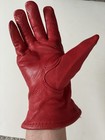 Vintage Men s Red Soft Leather Motorcycle Driving Gloves Padded Knuckles