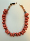 Vintage Nepal Sherpa Coral Glass Bead Necklace  2970 