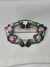 Vintage Art Nouveau Sterling Silver Enamled Floral Brooch Big