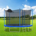 12 Ft  Blue Trampoline With Enclosures And Ladder