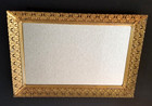Vintage Vanity Dresser Tray Mirror Brass Filigree Gold Tone Metal Frame 16x11