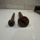 2 Vtg Wooden And Metal Spools 8 1 2 In And 7 75 In