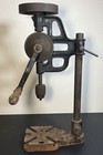 Antique Early 20th Century Cast Iron Hand Crank Drill Press Bench Tool Usa