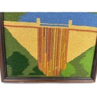 Vtg Three Shastas Dam Ca Needlepoint Embroidered Mcm Fiber Art 12 x16  Framed