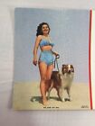 Vtg Girl In Bikini Model Fred Sawin Painting Paper Ink Blotter Somerville Ma