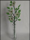 New Handmade French Beaded Flowers Dogwood Branch Frosted White And Green 
