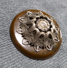 Large Vintage Antique Bakelite Button 3d Silver Metal Flower Tested