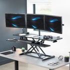 Vivo Black 48  Standing Desk Riser With Triple 21 5  To 27  Monitor Mount