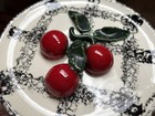 Pair Vintage Mid-century Cherry Splatterware  Decorative Plates
