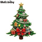 Crystal Christmas Tree Brooch Pin Red Green Rhinestone Gold Tone Jewelry Gift