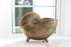 Vintage Brass Nautilus Shell Planter Footed Heavy Cast Metal Nautical Decor