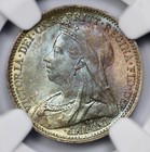 1898 Great Britian Maundy 3p Ngc Ms 66 Watercolor Toned Silver Threepence