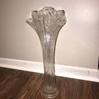 Swung Clear Art Glass Vase Mid Century Glass Ruffled Top Vintage Antique 18 In