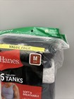 6 Pack Hanes Mens Tanks Black Gray Cotton Cool Comfort Size M Tagless New