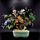 Vintage Jade Glass   Wire 8  Bonsai Flower Tree - Beautiful Colors - Gorgeous