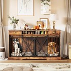 63 Inch Wooden Double Dog Crate Dog Kennel Furniture Tv Stand W divider  Drawers