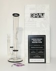 Grav 12  Medium Straight Base Glass Water Pipe W  Disc Perc   Black Accent