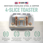 Haden Heritage 4 Slice Wide Slot Stainless Steel Toaster  Steel   Copper