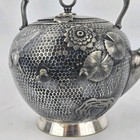 Old Meriden Britannia Co  Aesthetic Movement Hammered Silver Teapot Floral Motif