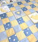 Baby Quilt Handmade Boys Blue Yellow Patchwork Blanket  Teddy Bears 40 x 40  New