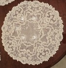 3 Piece Cream Color Doily Set 2 Runners   Round Floral And Scroll Pattern
