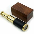 6  Handheld Nautical Brass Play Telescope Spyglass Pirate Navigation  Wooden Box
