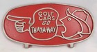 Vintage Golf Cars Go That-a-way Embossed 2 Sided Metal Sign Advertising Gas Oil