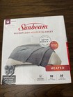 Sunbeam Micro Plush Heated Blanket Queen Size 84 x90   Slate Gray  Dual Zone